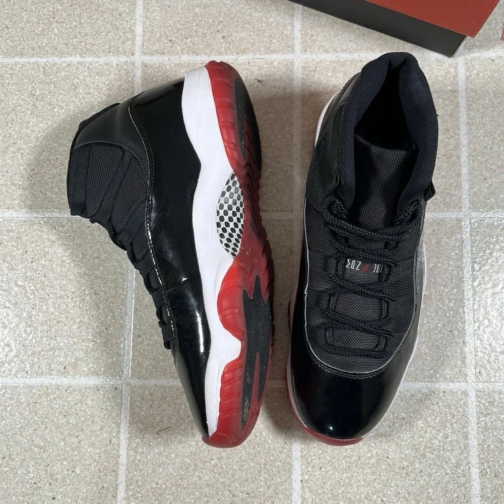Jordan 11 Retro High Bred 2019 Size 11 Pre-Owned 378037-061 Black Red - Picture 5 of 10